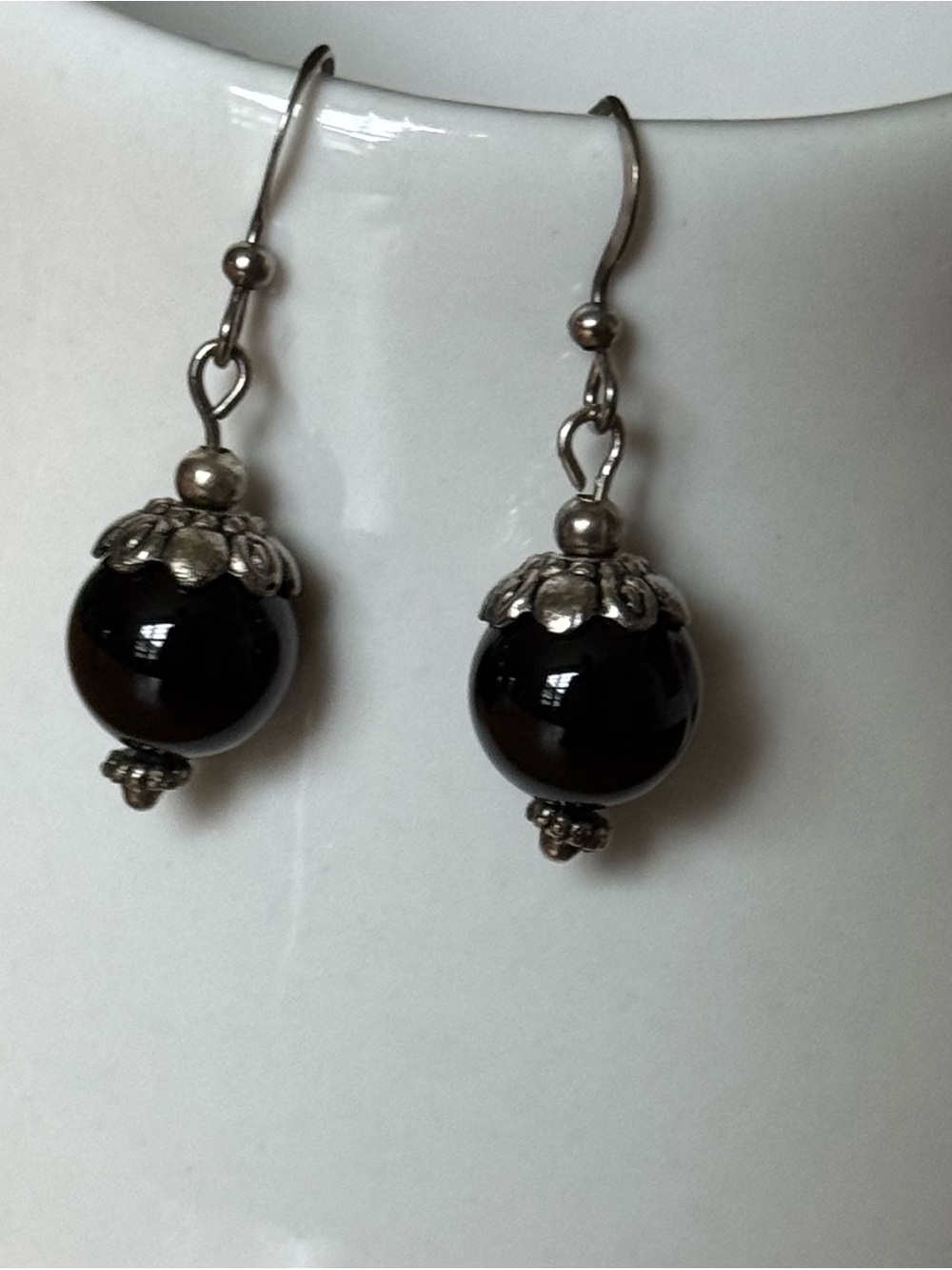 Silver and Glass Drop Earrings